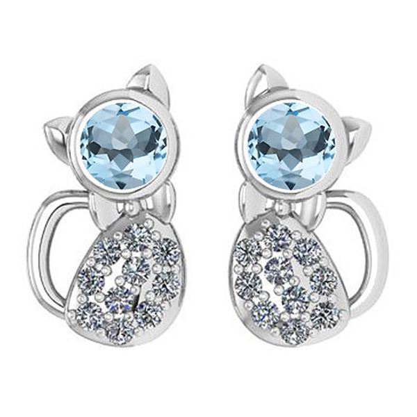 Certified 0.30 Ctw Aquamrine And Diamond 14k White Gold