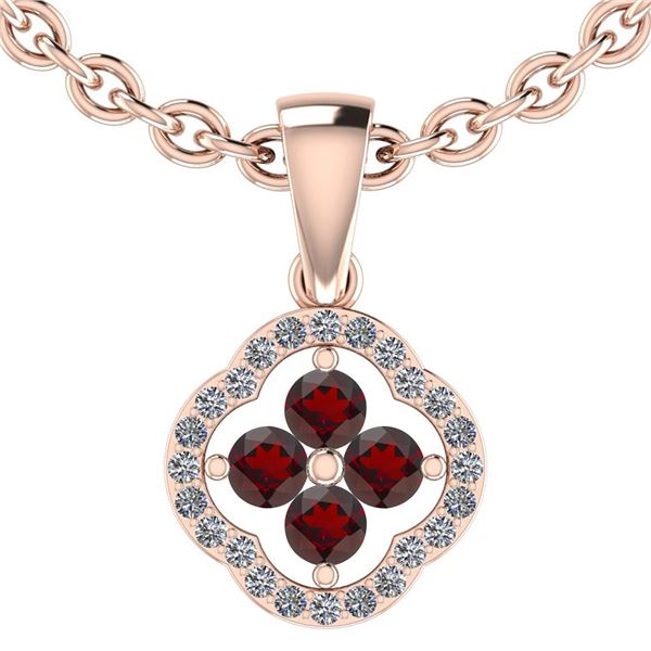 Certified 1.20 Ctw Garnet And Diamond I1/I2 10K Rose Go