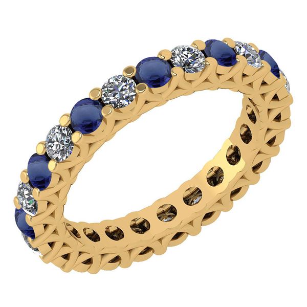 Certified 1.61 Ctw Blue Sapphire And Diamond 18K Yellow