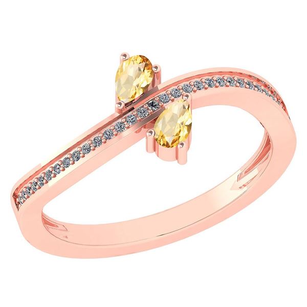 Certified 0.50Ctw Citrine And Diamond 18K Rose Gold Rin