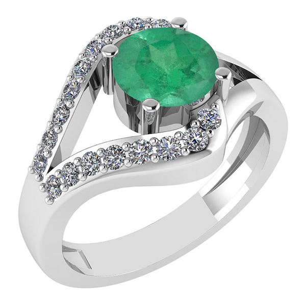 Certified 1.07 Ctw Emerald And Diamond VS/SI1 Halo Ring