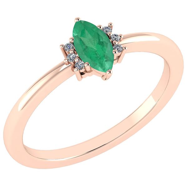 Certified 0.68 Ctw Emerald And Diamond VS/SI1 Ring 14k