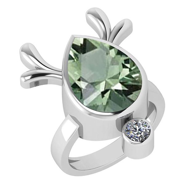 Certified 5.75 Ctw Green Amethyst And Diamond VS/SI1 Ri