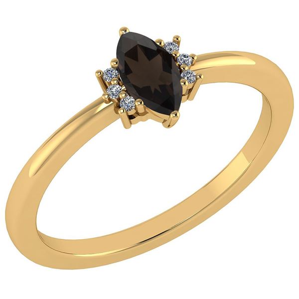 Certified 0.68 Ctw Smoky Quartz And Diamond VS/SI1 Ring