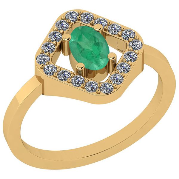 Certified 0.60 Ctw Emerald And Diamond SI2/I1 14K Yello