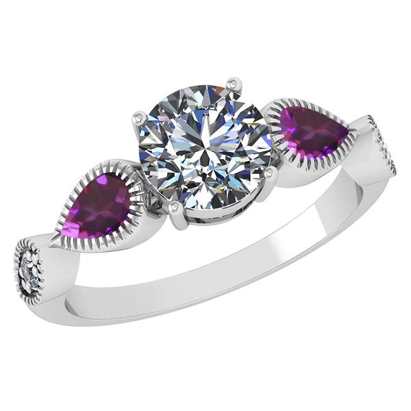 Certified 1.81 Ctw Amethyst And Diamond VS/I1 Ring 14K