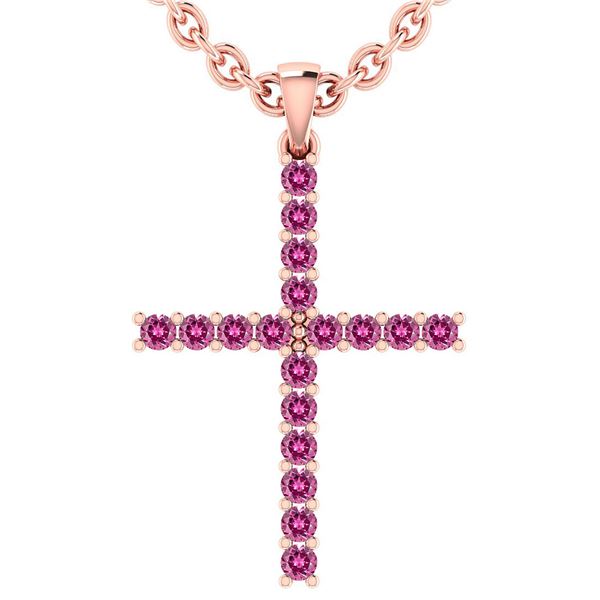 Certified 0.54 Ctw Pink Tourmaline 18k Rose Gold Pendan