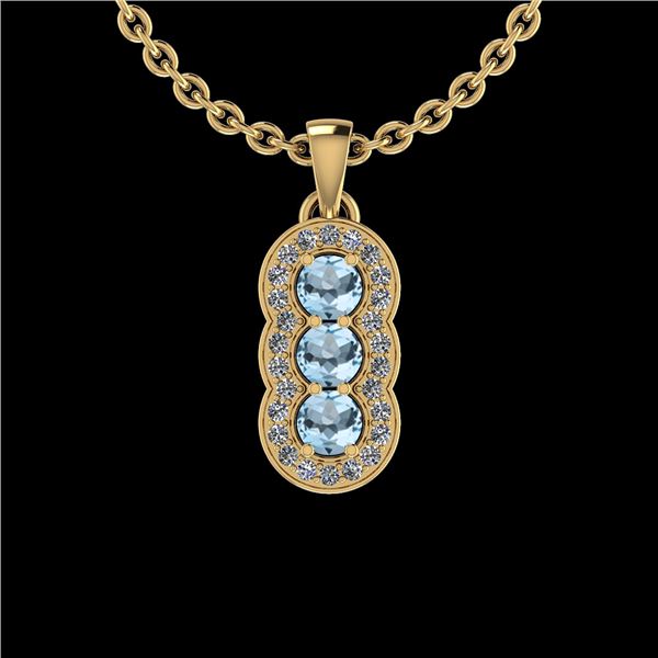 Certified 0.92 Ctw Blue Topaz And Diamond I1/I2 10K Yel