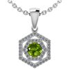 Image 1 : Certified 0.69 Ctw Peridot And Diamond 14k White Gold H