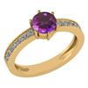 Image 1 : Certified 1.09 Ctw Amethyst And Diamond VS/SI1 Ring 14K