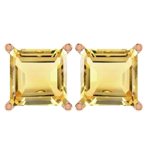 Certified 11.24 Ctw Genuine Citrine 14K Rose Gold Stud