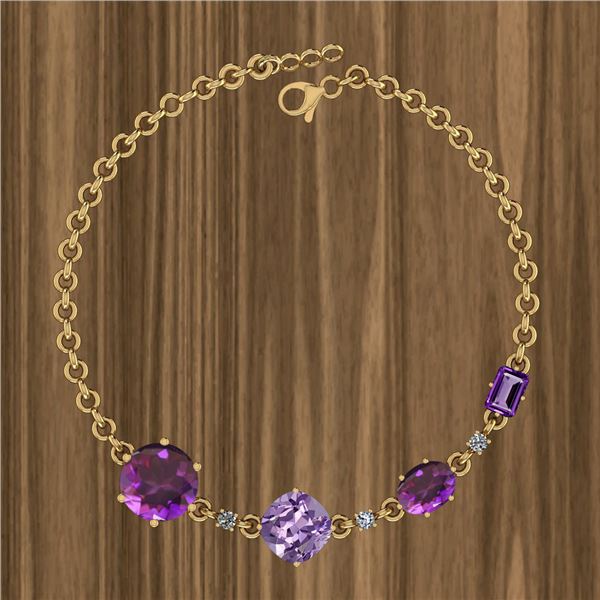 Certified 10.46 Ctw Amethyst And Diamond I2/I3 14K Yell