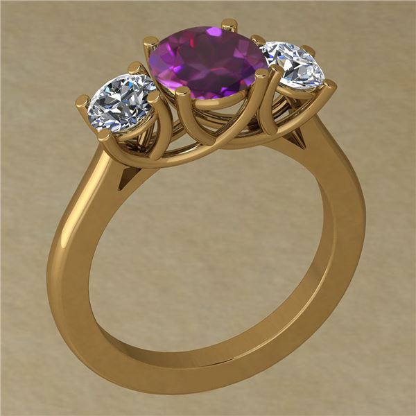 Certified 1.84 Ctw Amethyst And Diamond 12/I3 14 K Yell