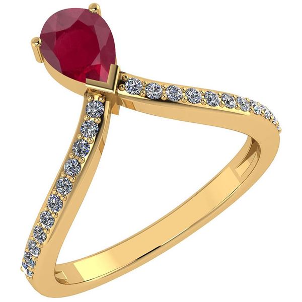 Certified 0.97 Ctw Ruby And Diamond 14k Yellow Gold Hal