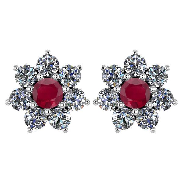 Certified 1.86 Ctw Ruby And Diamond 18K White Gold Halo