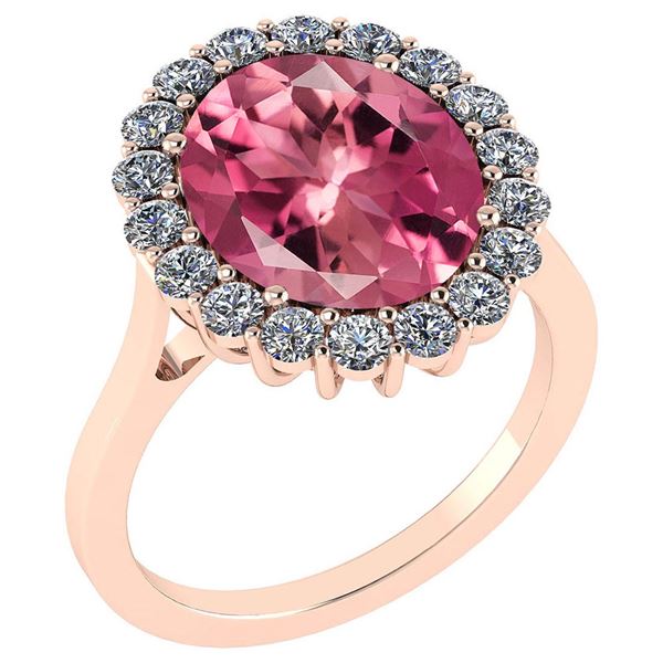 Certified 5.77 Ctw Pink Tourmaline And Diamond VS/SI1 H