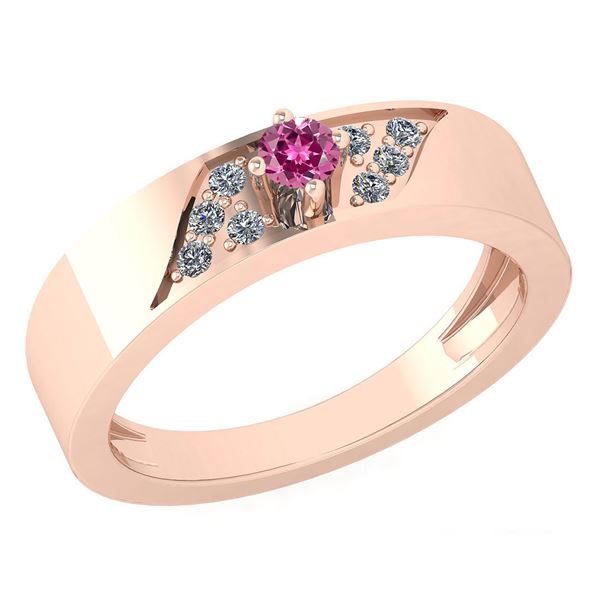 Certified 0.19 Ctw Pink Tourmaline And Diamond 18K Rose