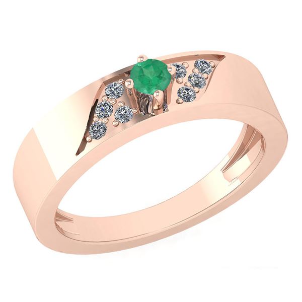 Certified 0.19 Ctw Emerald And Diamond 18K Rose Gold Ha