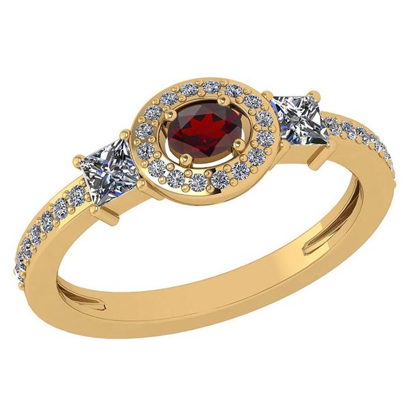 Certified 0.77 Ctw Garnet And Diamond 14k Yellow Gold H