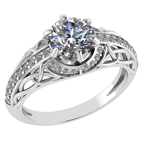 Certified 1.43 Ctw Diamond Halo Ring For Engagement New