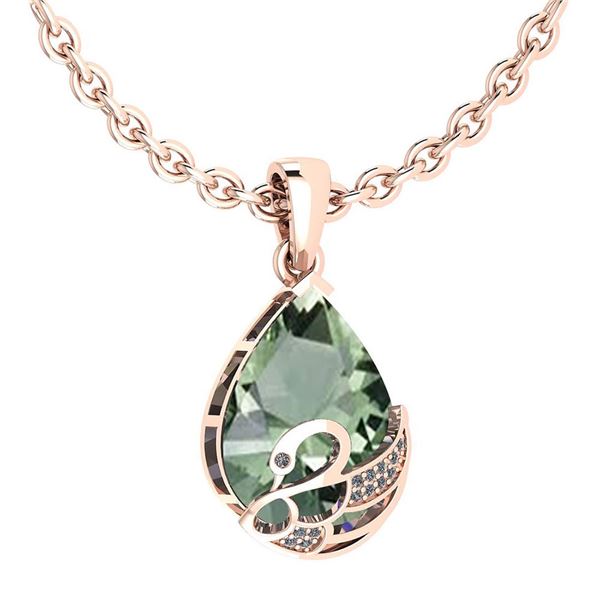 Certified 7.40 Ctw Green Amethyst And Diamond VS/SI1 Ne