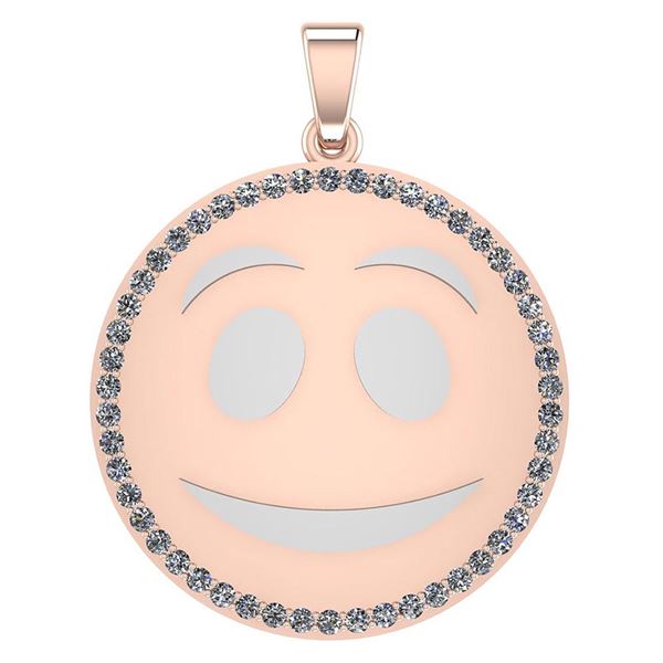 Certified 1.00 Ctw Diamond Smiley 18K Rose Gold Pendant