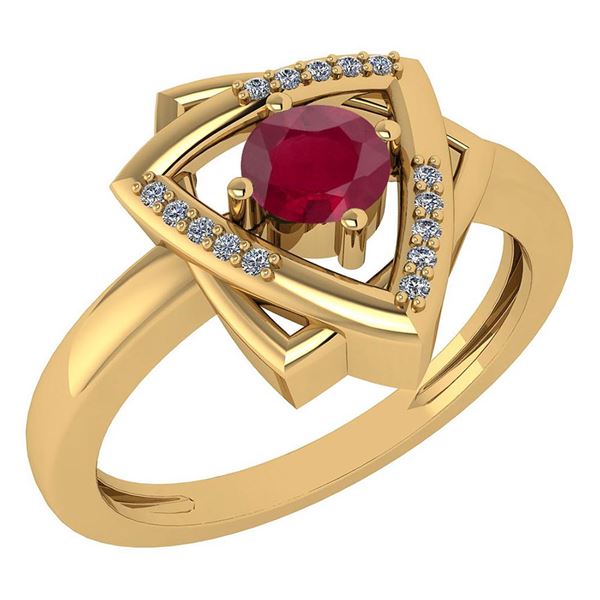 Certified 0.29 Ctw Ruby And Diamond VS/SI1 Halo Ring 14