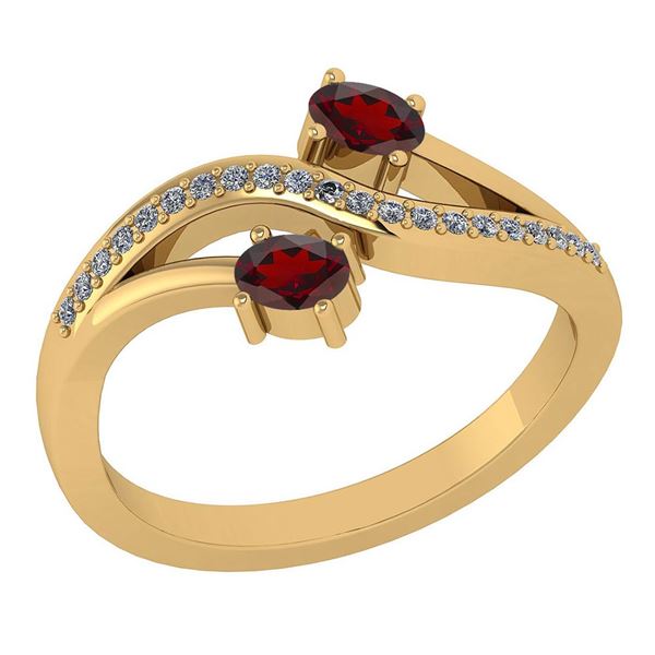 Certified 0.53 Ctw Garnet And Diamond 14k Yellow Gold H
