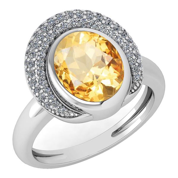 Certified 2.82 Ctw Citrine And Diamond VS/SI1 Halo Ring