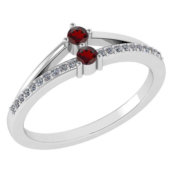 Certified 0.22 Ctw Garnet And Diamond 14k White Gold Ha