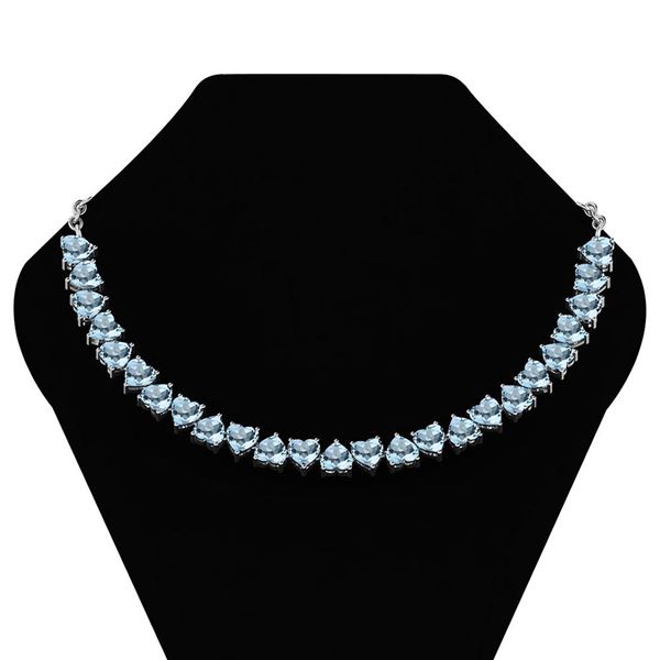 Certified 20.05 Ctw Aquarmarine Heart Shape Necklace Fo