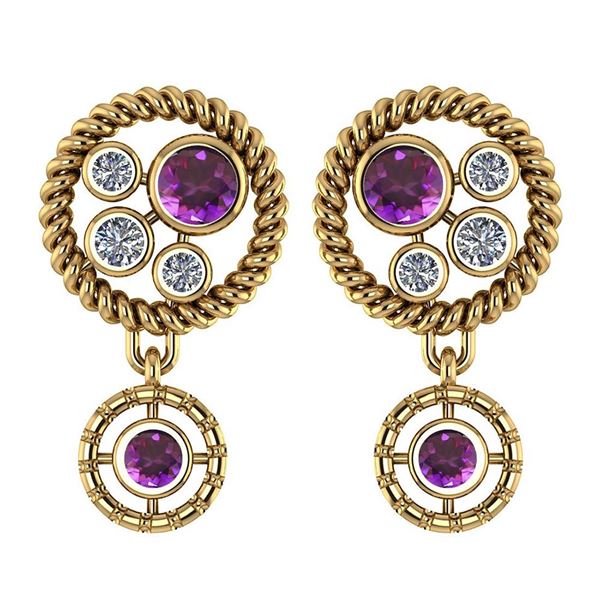 Certified 0.84 Ctw Amethyst And Diamond Wedding/Engagem