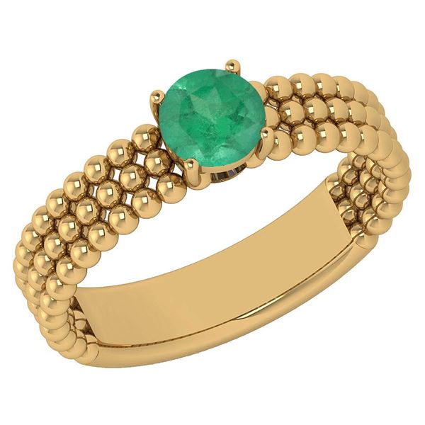 Certified 0.50 Ctw Emerald Solitaire14K Yellow Gold Pro