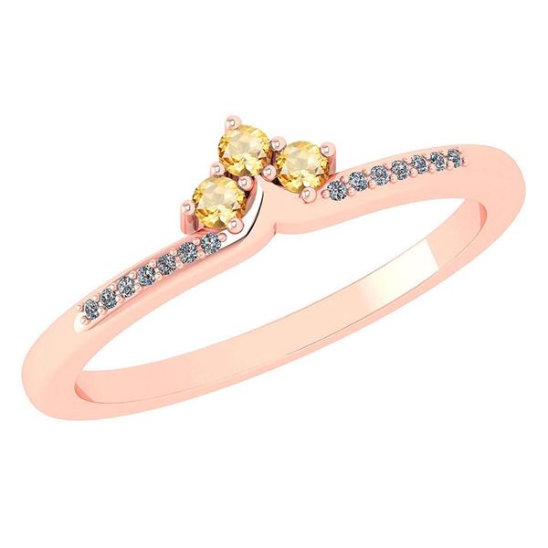 Certified 0.13 Ctw Citrine And Diamond 14k Rose Gold Ha
