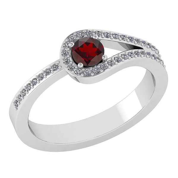 Certified 1.30 Ctw Garnet And Diamond 14k White Gold Ha