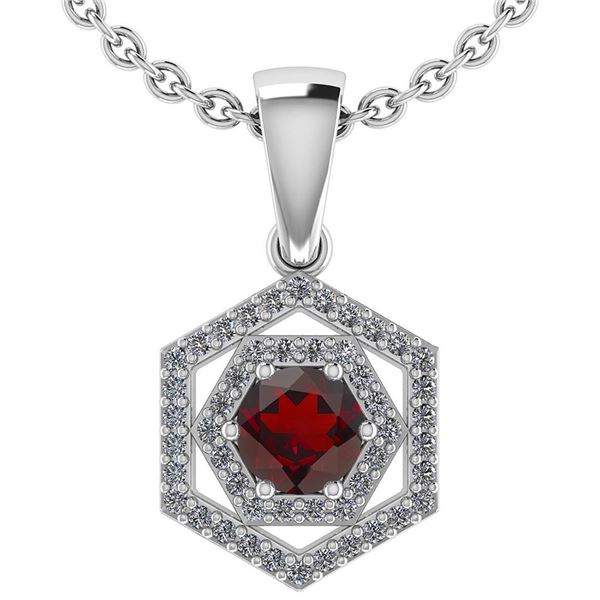 Certified 0.69 Ctw Garnet And Diamond Platinum Halo Pen