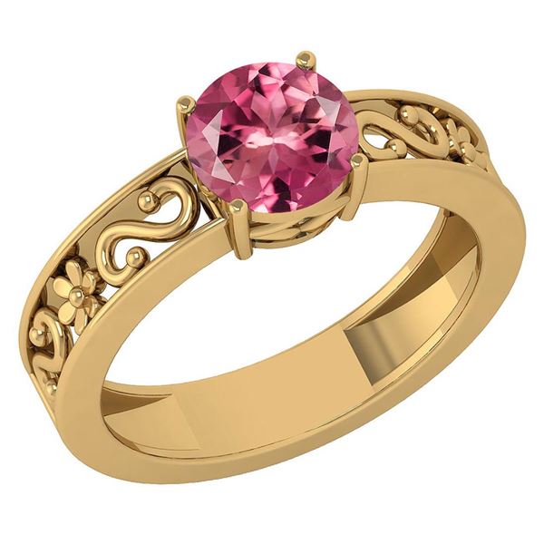 Certified 1.25 Ctw Pink Tourmaline Solitaire Ring with