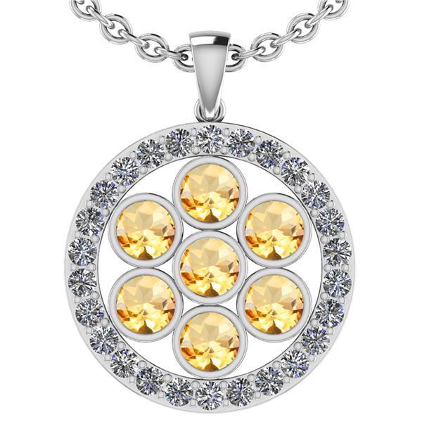 Certified 3.95 Ctw Citrine And Diamond I1/I2 10K White