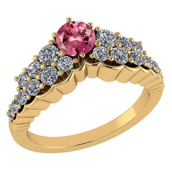 Certified 0.95 Ctw Pink Tourmaline And Diamond VS/SI1 H