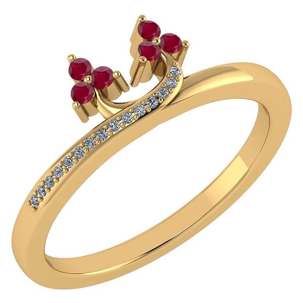 Certified 0.16 Ctw Ruby And Diamond 18K Yellow Gold Rin