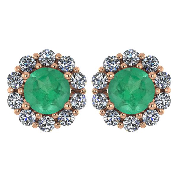 Certified 2.30 Ctw Emerald And Diamond 14k Rose Gold Ha