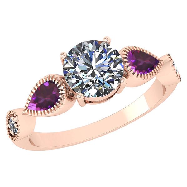 Certified 1.81 Ctw Amethyst And Diamond VS/SI1 Ring 14k