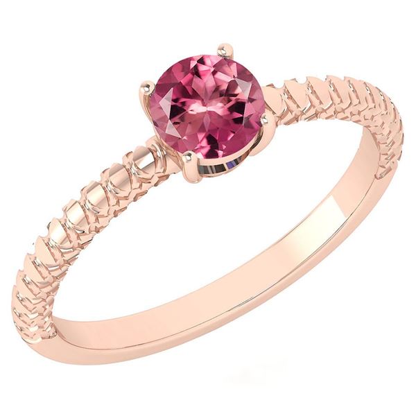 Certified 0.45 Ctw Pink Tourmaline Solitaire Ring with