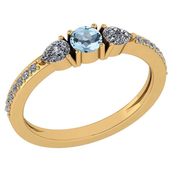 Certified 0.78 Ctw Aquamarine And Diamond 14k Yellow Go
