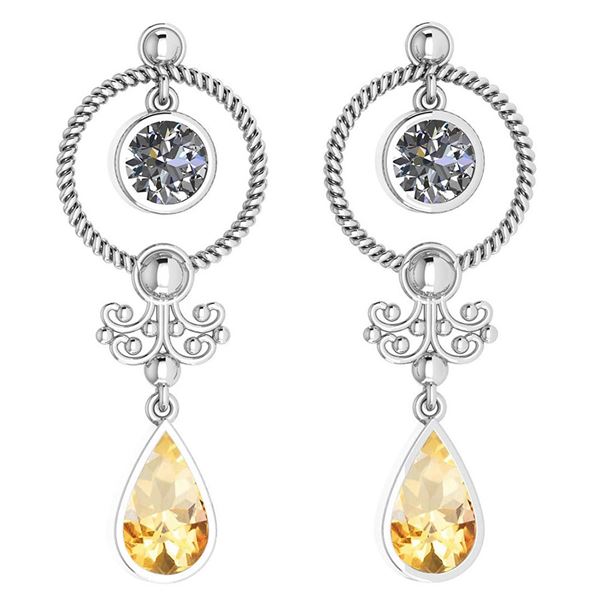 Certified 5.18 Ctw Citrine And Diamond SI2/I1 Dangling