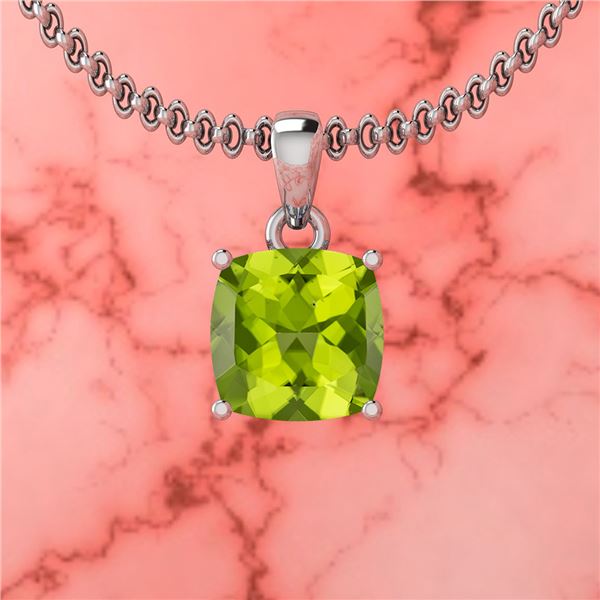 Certified 2.00 Ctw Peridot 14K White Gold Solitaire Pen