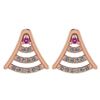 Image 1 : Certified 0.15 Ctw Pink Touramline And Diamond 14k Rose