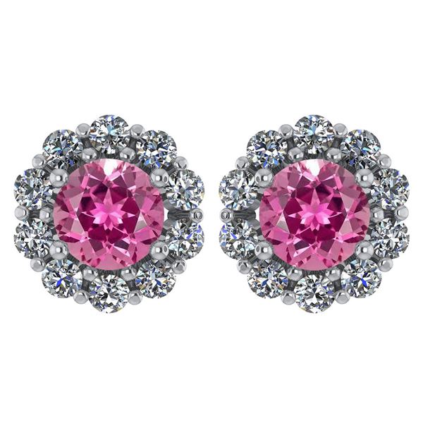 Certified 2.30 Ctw Pink Touramline And Diamond 14k Whit