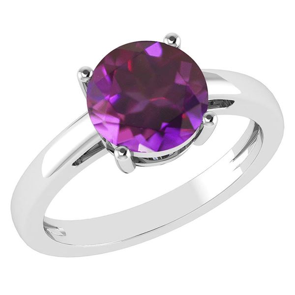 Certified 1.00Ctw Genuine Amethyst 14k White Gold Halo