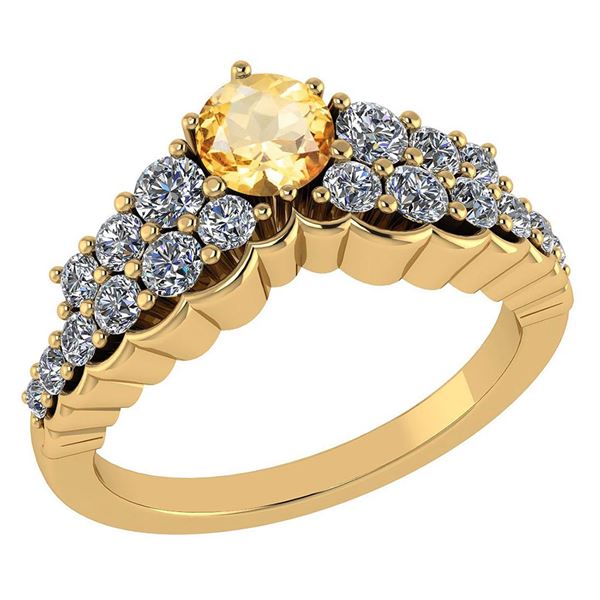 Certified 0.95 Ctw Citrine And Diamond VS/SI1 Halo Ring
